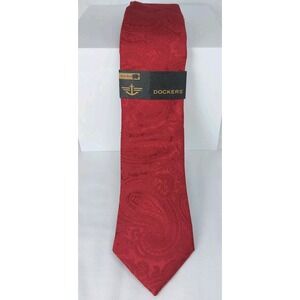 Dockers Brocade Paisley Mens Pointed Tie Red Brocade Jacquard 3" Wide New